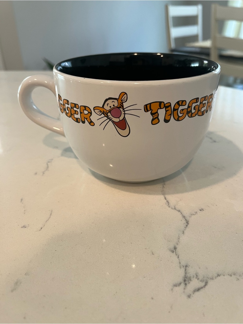 Disney Tigger Ceramic Mug in White with Black Interior and Orange Accents